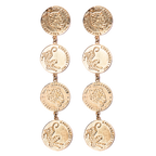Pendiente Moneda Largo Dorado