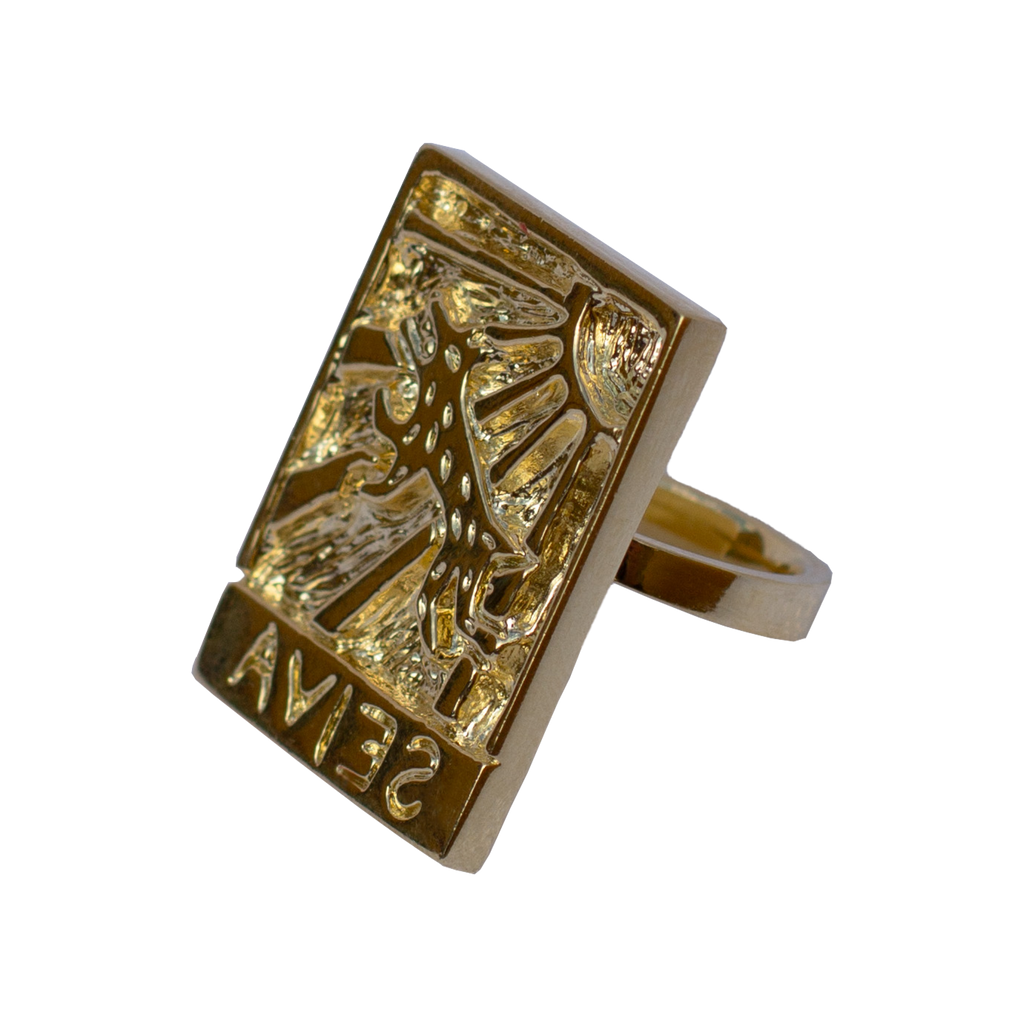 Anel Xilogravura Dourado