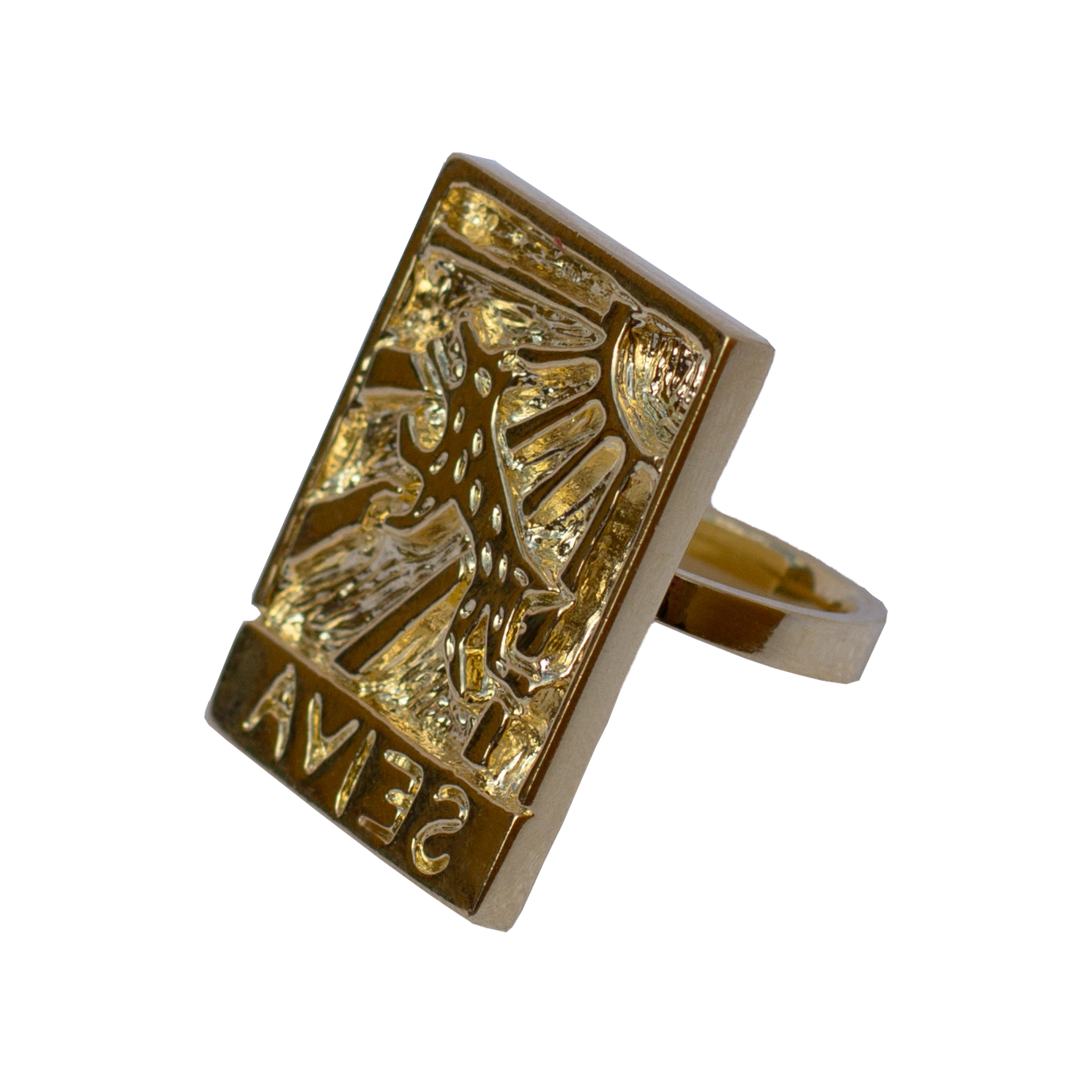 Anel Xilogravura Dourado