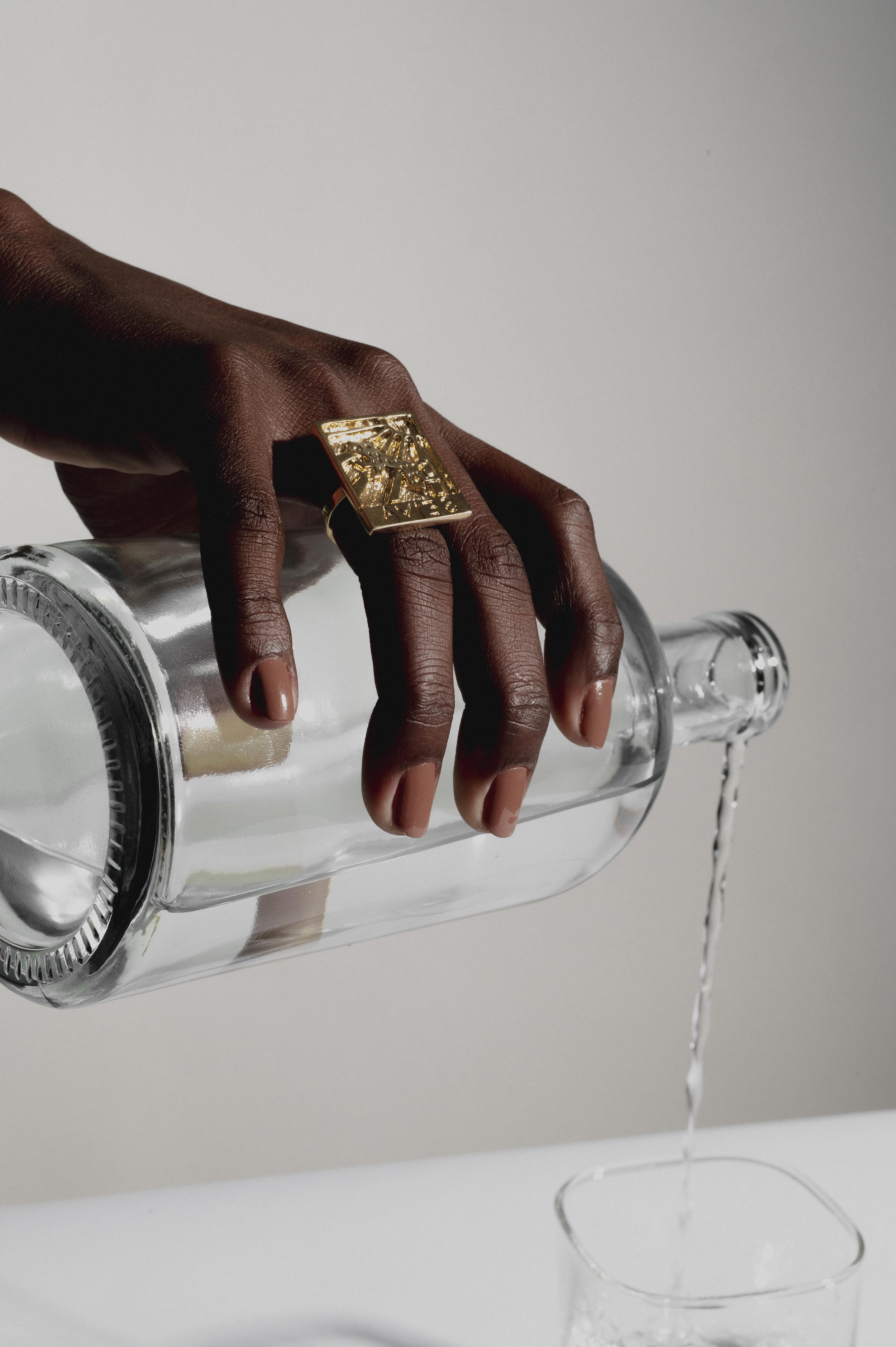 Anel Xilogravura Dourado